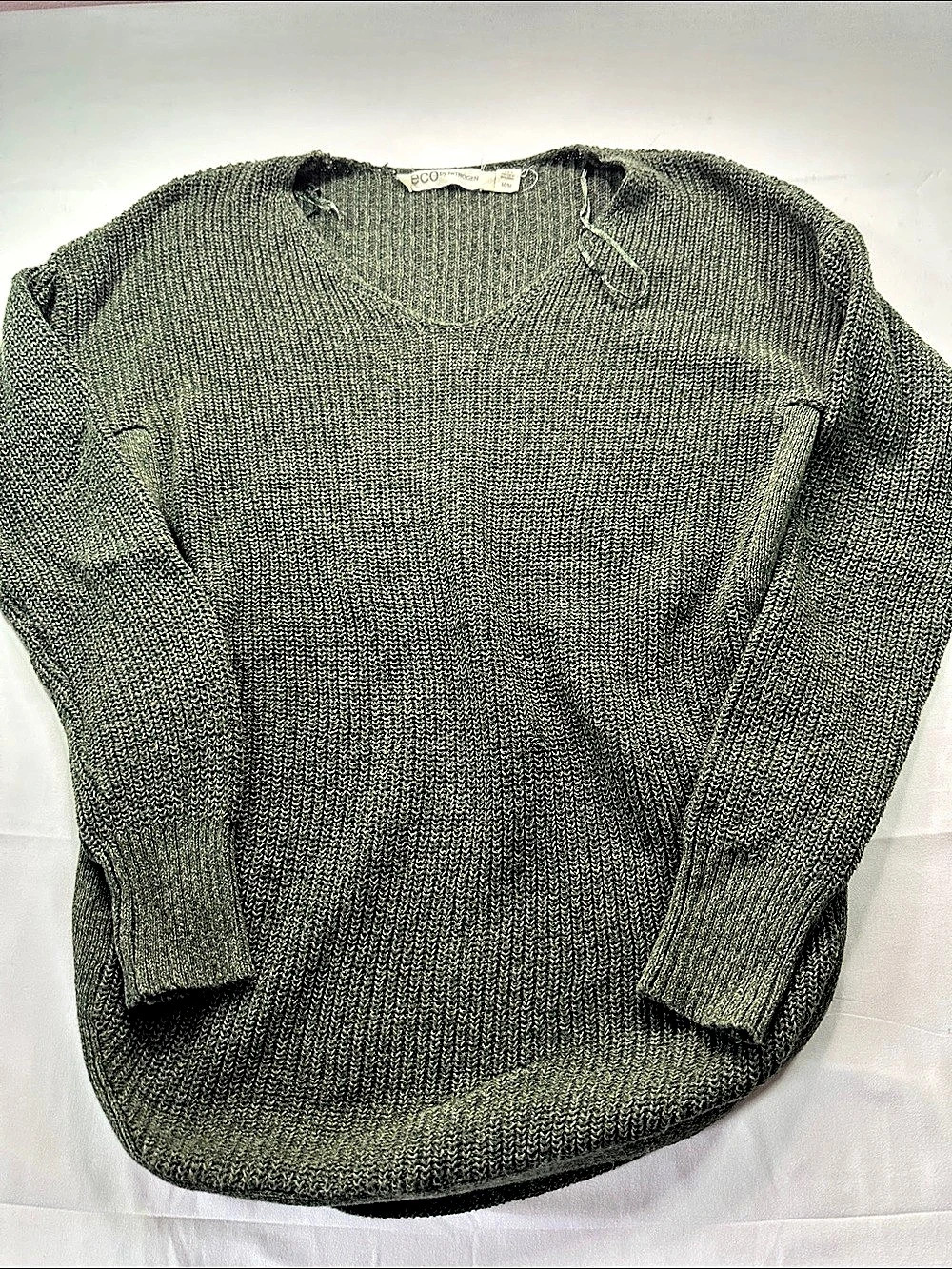 eco by NITROGEN Crew Neck Knit Sweater Green Size Medium